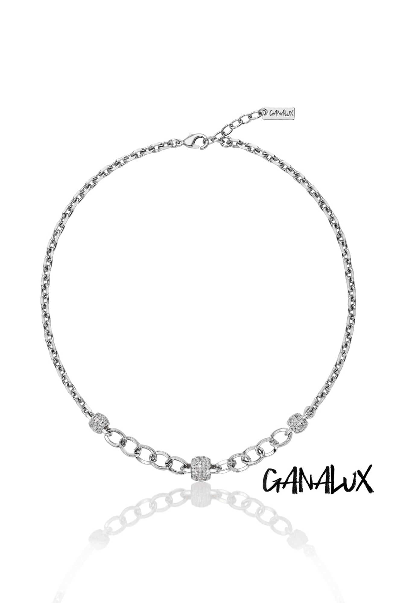 [가나룩스]여성용 큐빅목걸이 Ganalux Rhodium Plated Crystal Link Chain