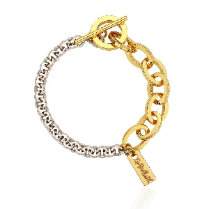 [가나룩스]여성용 투톤팔찌18K Gold and Rhodium Plated Two Color Chain Bracelet
